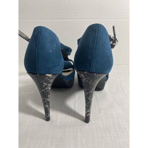 Carlos Santana Galaxy Turquoise Blue  Snake Print Platform Sandals Heels, 8.5M - Picture 4 of 6